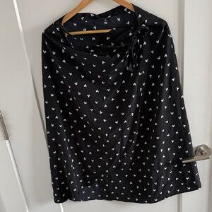 Miss Selfridge Black Blouse with White Heart Pattern